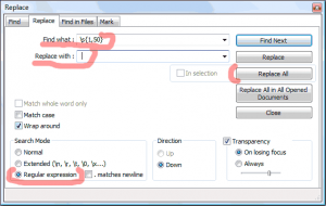 Notepad++ Regular Expression (RegEx) Search and Replace