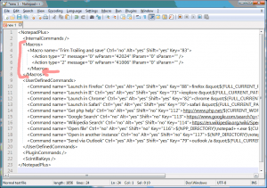 Notepad++ shortcuts.xml file found in your %AppData%\Roaming\Notepad++ folder stores your macros